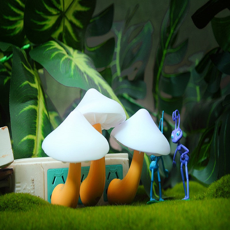 LED Night Light Mushroom Wall Socket Lamp with Sensor